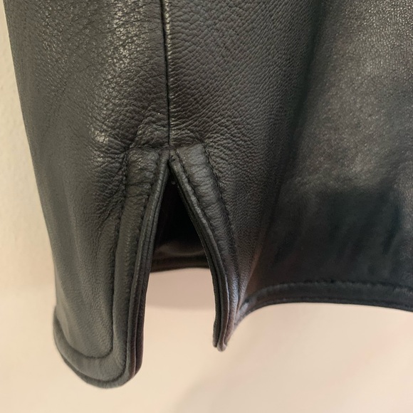 Unisex black leather jacket button down - Picture 12 of 15